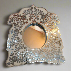 Custom Thikri glass work mirror for luxury home decor - Kraft Inlay traditional craftsmanship.